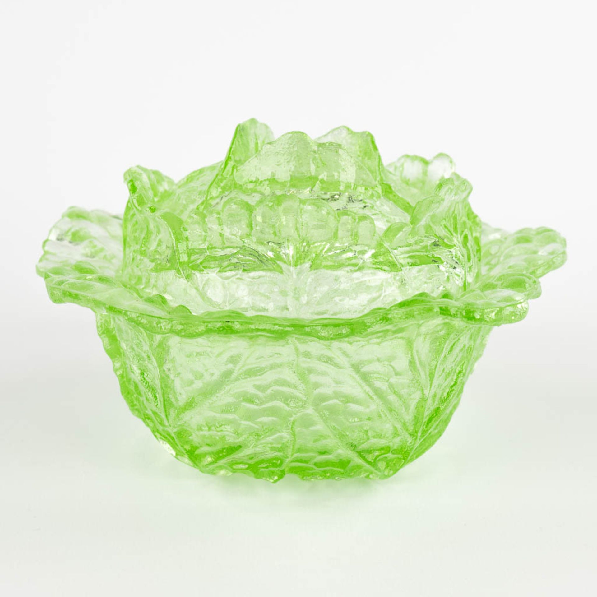 Three pieces of art glass, 'Cabbage' marked Portieux, France. 20th C. (H:11 x D:17 cm) - Bild 4 aus 12