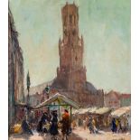 Maurice VAN MIDDEL (1897-1952) 'Belfry of Bruges' oil on canvas. (W:40 x H:45 cm)