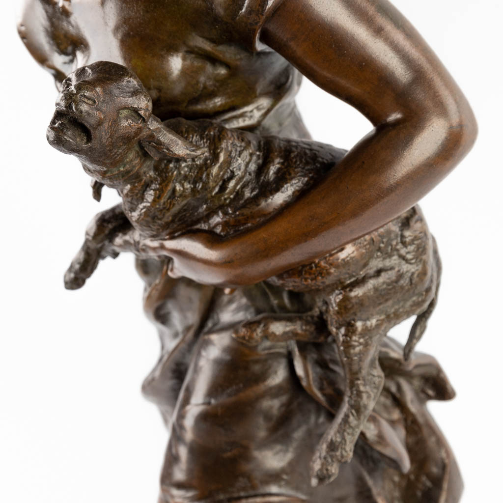 Mathurin MOREAU (1822-1912) 'Le Voila' patinated spelter. (H:89 x D:31 cm) - Image 8 of 12