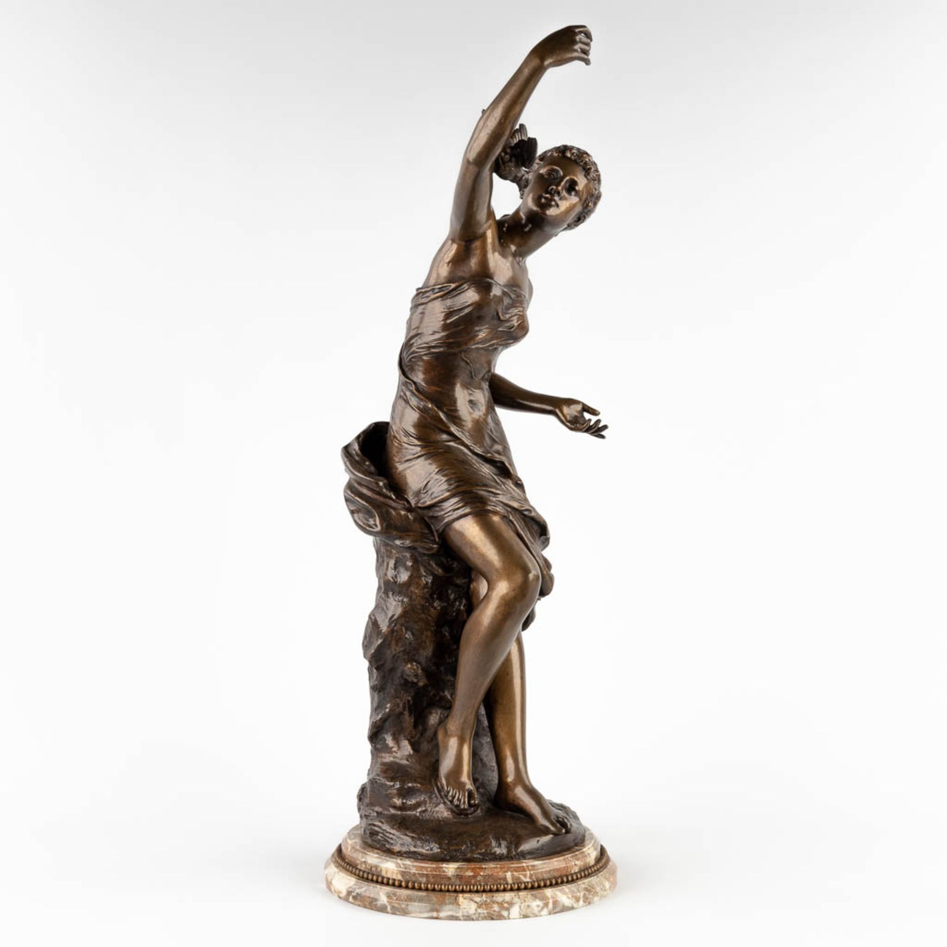 Mathurin MOREAU (1822-1912) 'Lady with a bird' patinated bronze. (H:67 x D:24 cm) - Image 3 of 13