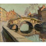 Louis CLESSE (1889-1961) 'Augustijnenbrug' oil on board. (W:65 x H:54 cm)