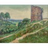 A view on a tower, oil on canvas. Signed G. La Garde. (W:50 x H:39 cm)