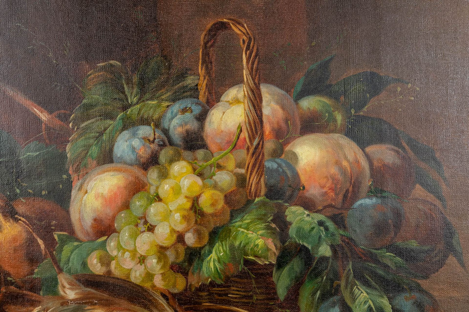 A 'Nature Morte' painting, oil on canvas. Signed 'Guillaume'. 19th C. (W:65 x H:49,5 cm) - Image 5 of 9