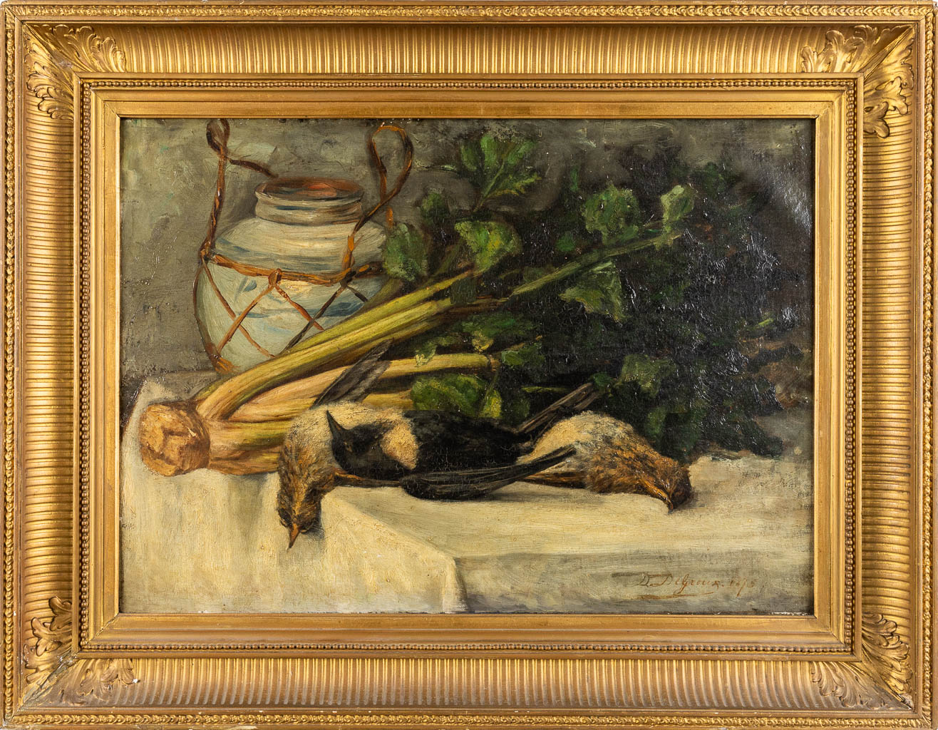 DE GROUX D. (XIX) 'A Still Life' oil on canvas. 1875. (W:60 x H:44 cm) - Image 3 of 7