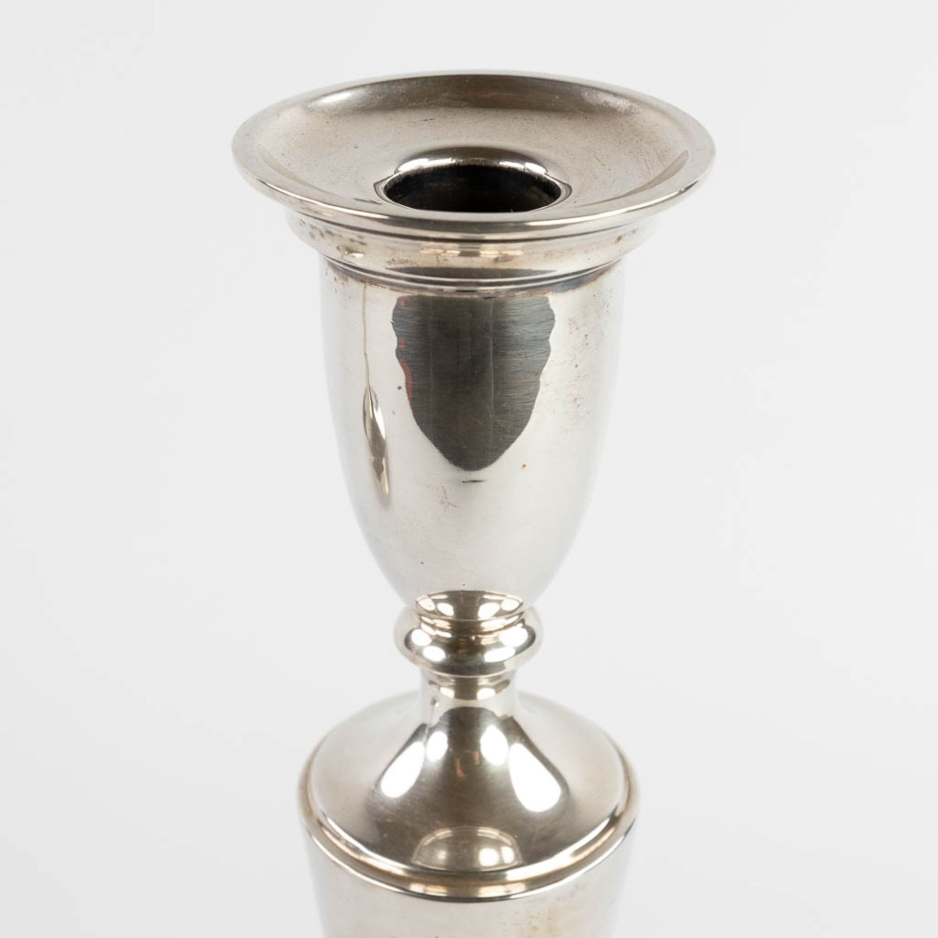 A pair of candle holders, silver, 800/1000, marked Vienna, Austria. 1872-1922. 1152g. (W:16,5 x H:34 - Image 8 of 10