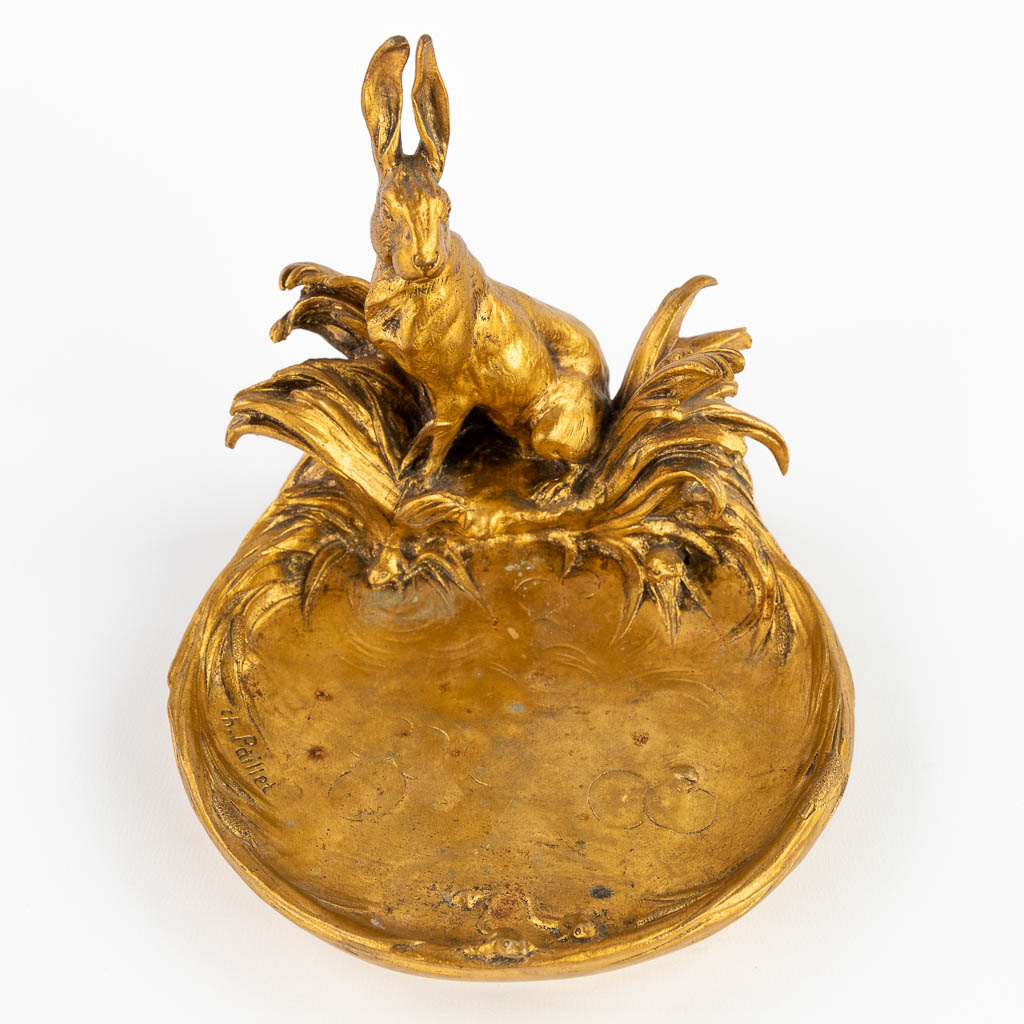 Charles PAILLET (1871-1937) 'Vide Poche with a Hare' gilt bronze. Circa 1900. (W:16 x H:15,5 cm) - Image 7 of 15