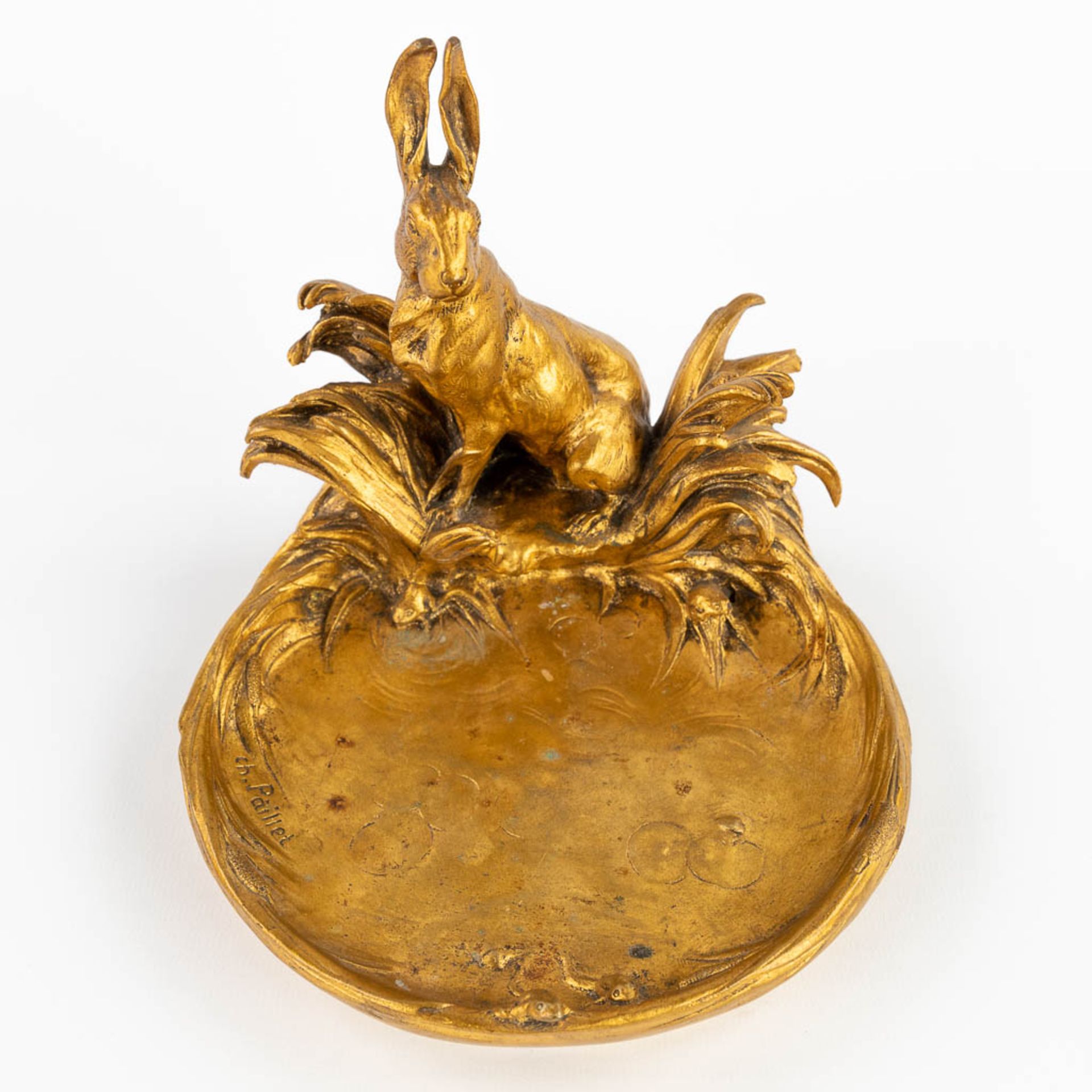 Charles PAILLET (1871-1937) 'Vide Poche with a Hare' gilt bronze. Circa 1900. (W:16 x H:15,5 cm) - Bild 7 aus 15