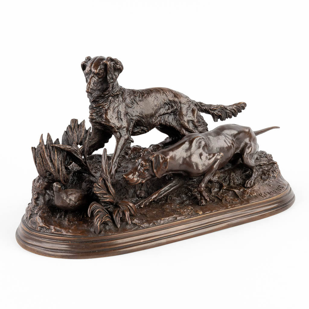 Pierre-Jules MÈNE (1810-1879) 'Hunting Dogs' patinated bronze. (D:20 x W:40 x H:21 cm) - Image 3 of 12