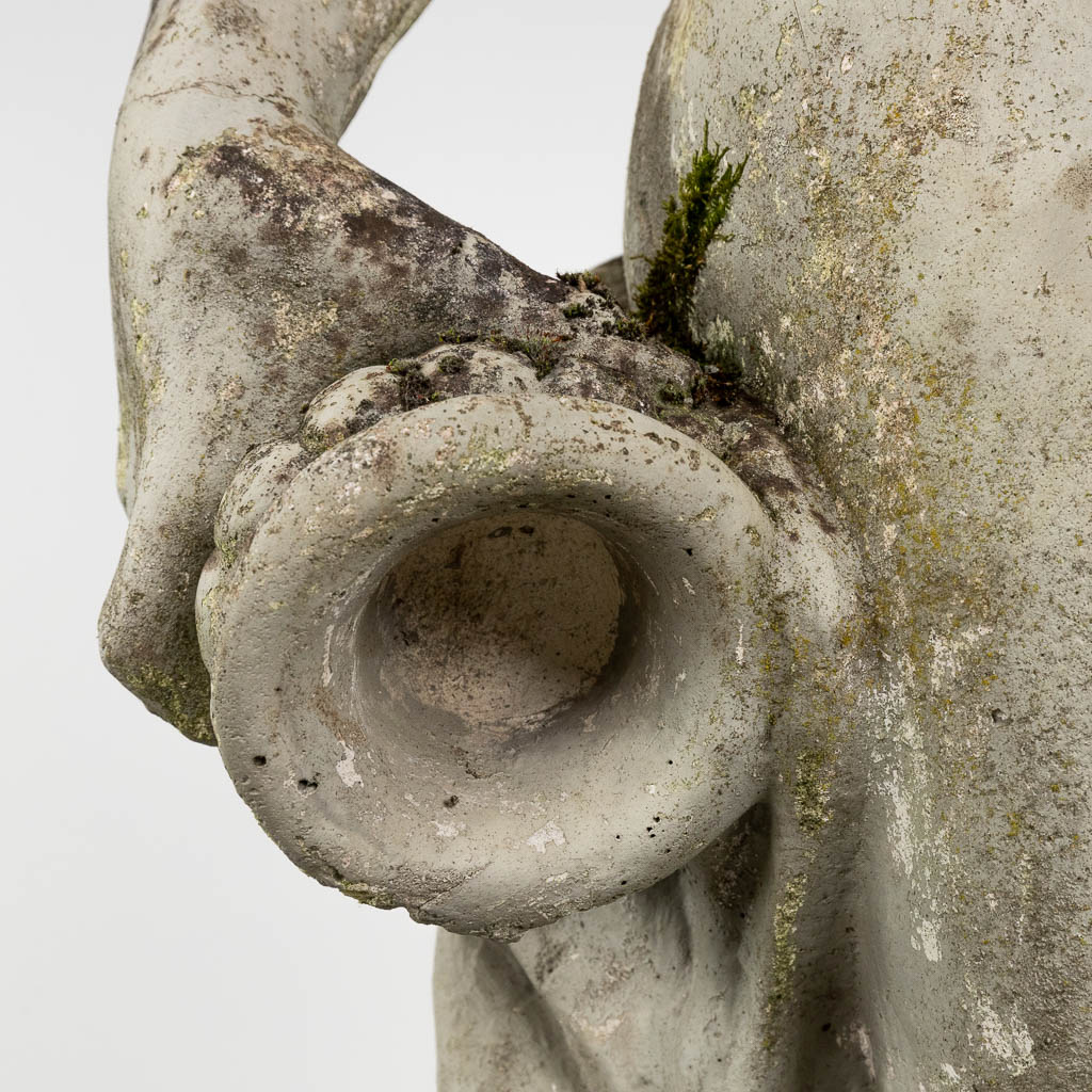 A large garden figurine of Bacchus, concrete, 20th C. (D:56 x W:74 x H:183 cm) - Image 8 of 10