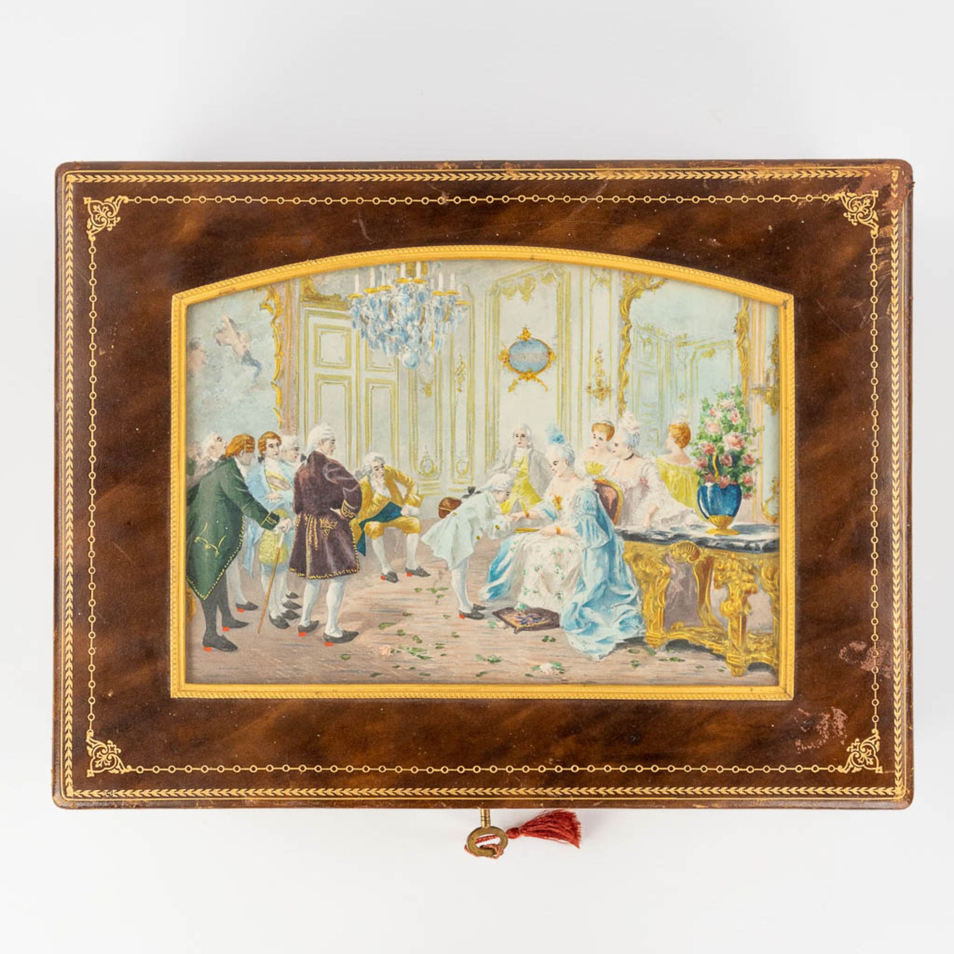 A decorative jewellery box with hand-painted decor. (D:28 x W:36,5 x H:11 cm) - Image 5 of 15