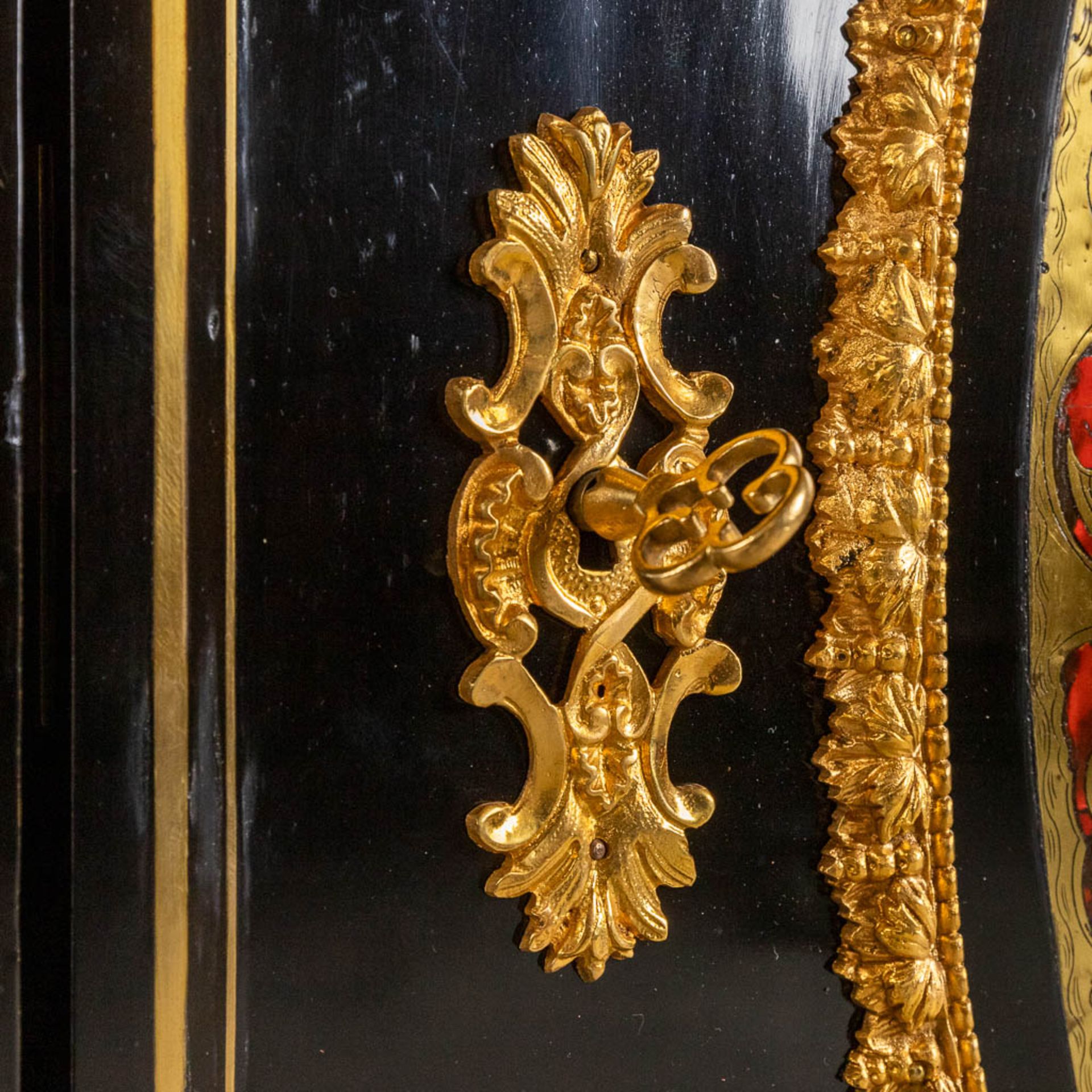 A one-door cabinet, Boulle, tortoiseshell and copper inlay, Napoleon 3, 19th C. (D:48 x W:90 x H:111 - Image 13 of 15