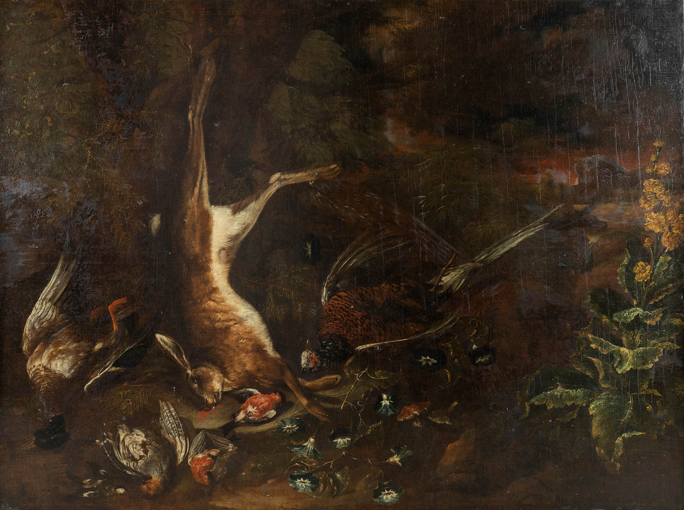 Circle of Johann Georg DE HAMILTON (1672-1737) 'Nature Morte' oil on canvas. (W:165 x H:135 cm)