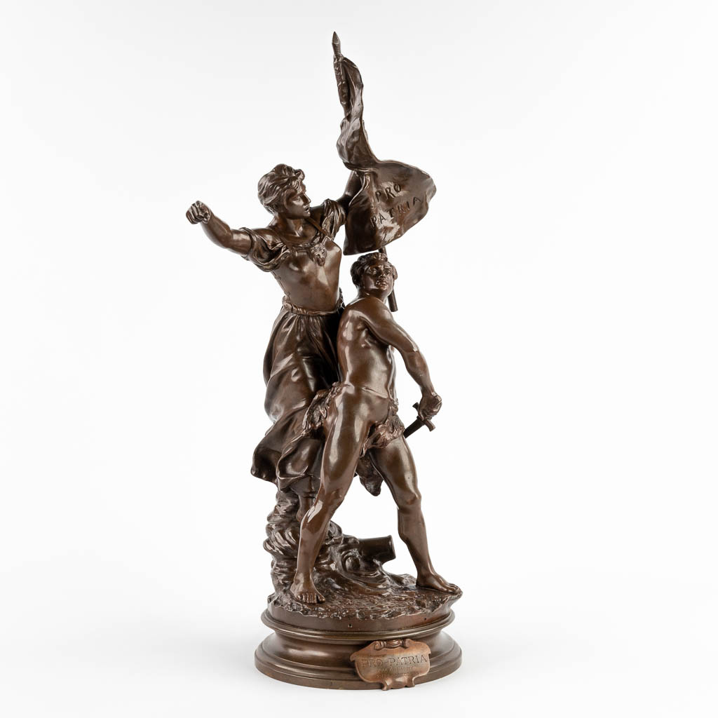 Adrien Etienne GAUDEZ (1845-1902) 'Pro Patria' patinated bronze. (D:23 x W:30 x H:59 cm) - Image 7 of 14