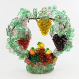 A table lamp decorated with glass grape vines and grapes, glass, probably made in Murano. (D:23 x W: