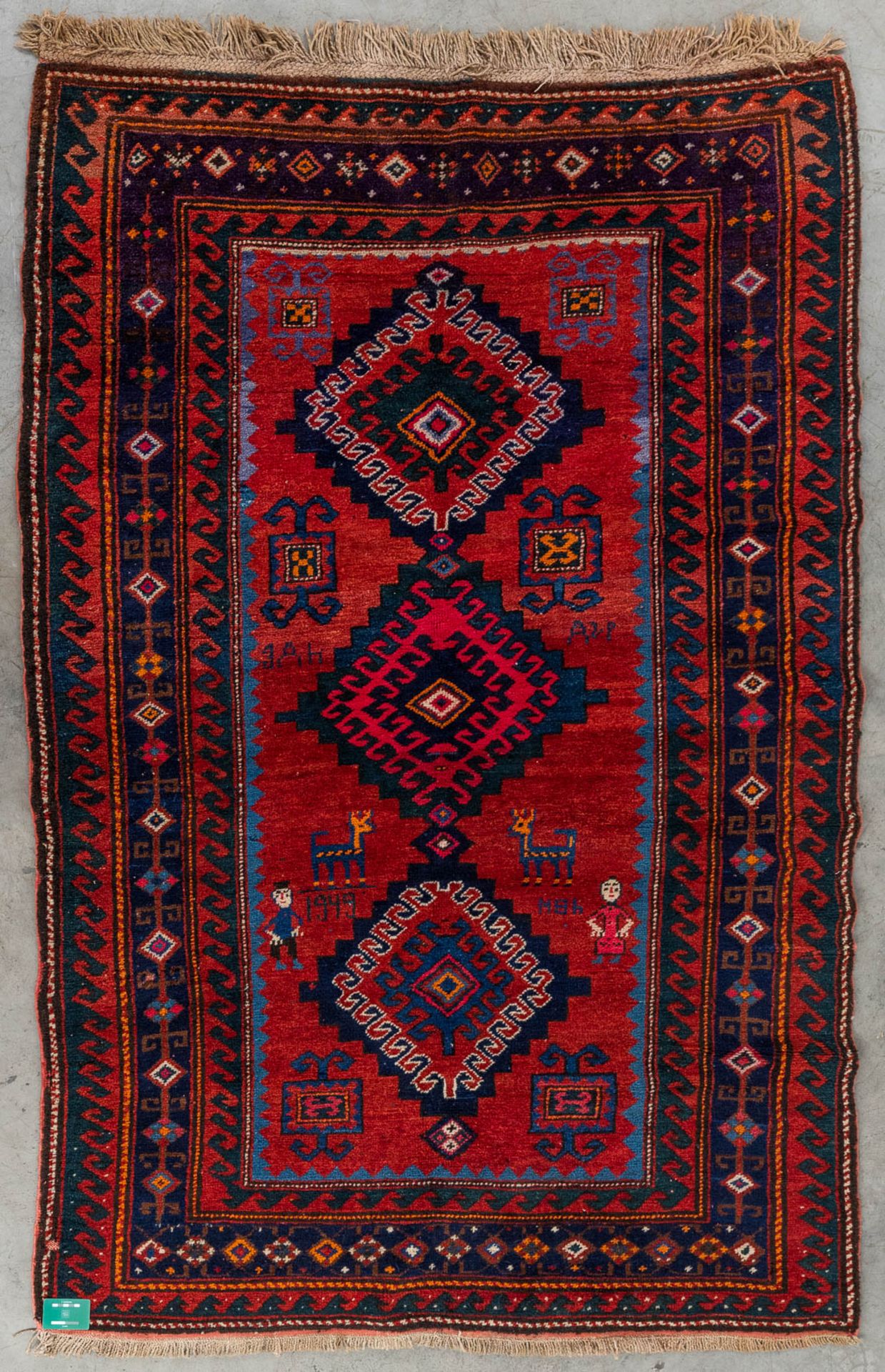An Oriental hand-made carpet, Kazak. 1949. (D:230 x W:150 cm) - Image 2 of 11