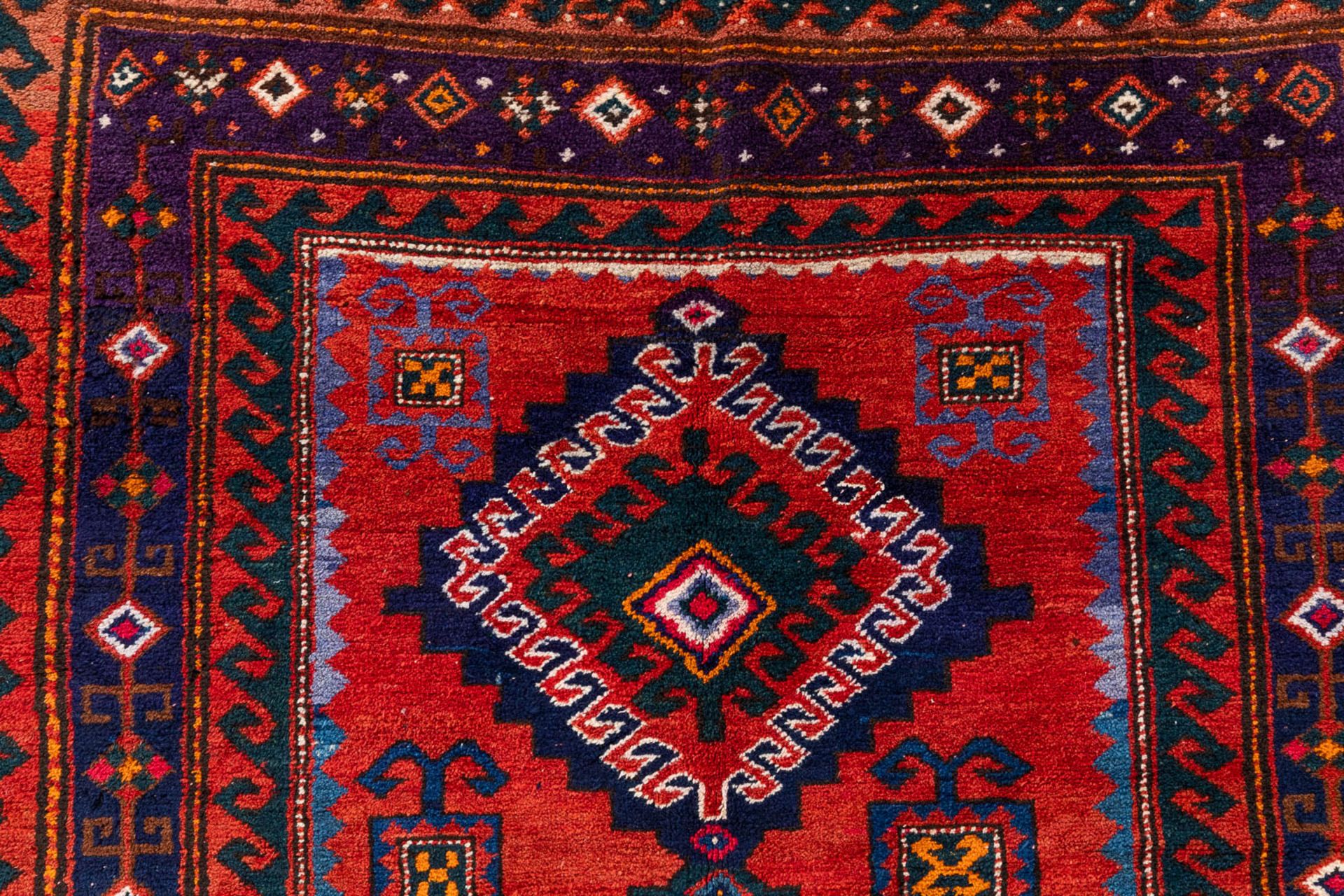 An Oriental hand-made carpet, Kazak. 1949. (D:230 x W:150 cm) - Image 5 of 11