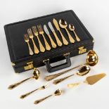A gold-plated 'Royal Collection Solingen' flatware cutlery set, made in Germany. Louis XV style. (D:
