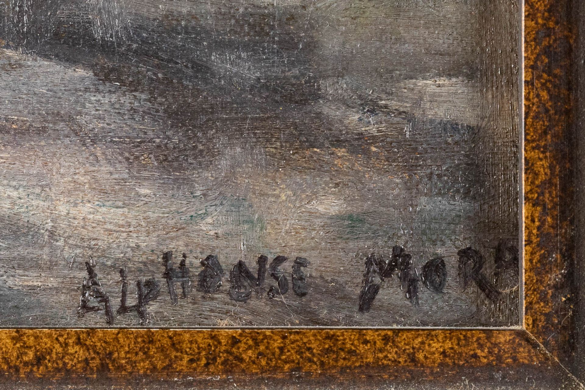 Alphonse MORA (1891-1977) 'The Harbor' oil on canvas. (W:50 x H:35 cm) - Image 5 of 6
