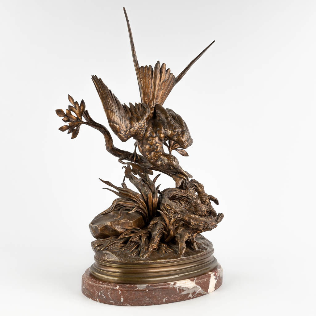 Jules MOIGNIEZ (1835-1894) 'Feeding Time' patinated bronze. (D:22 x W:34 x H:62 cm) - Image 3 of 12