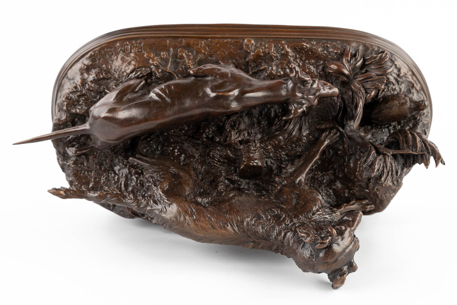 Pierre-Jules MÈNE (1810-1879) 'Hunting Dogs' patinated bronze. (D:20 x W:40 x H:21 cm) - Image 12 of 12