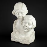 Koos VAN DER KAAIJ (1900-1976) 'Two Girls' sculptured marble. 1936. (D:22 x W:29 x H:52 cm)
