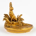 Charles PAILLET (1871-1937) 'Vide Poche with a Hare' gilt bronze. Circa 1900. (W:16 x H:15,5 cm)