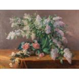 Joseph VAN GENEGEN (1857-1936) 'Flower Still life' oil on canvas. (W:120 x H:90 cm)