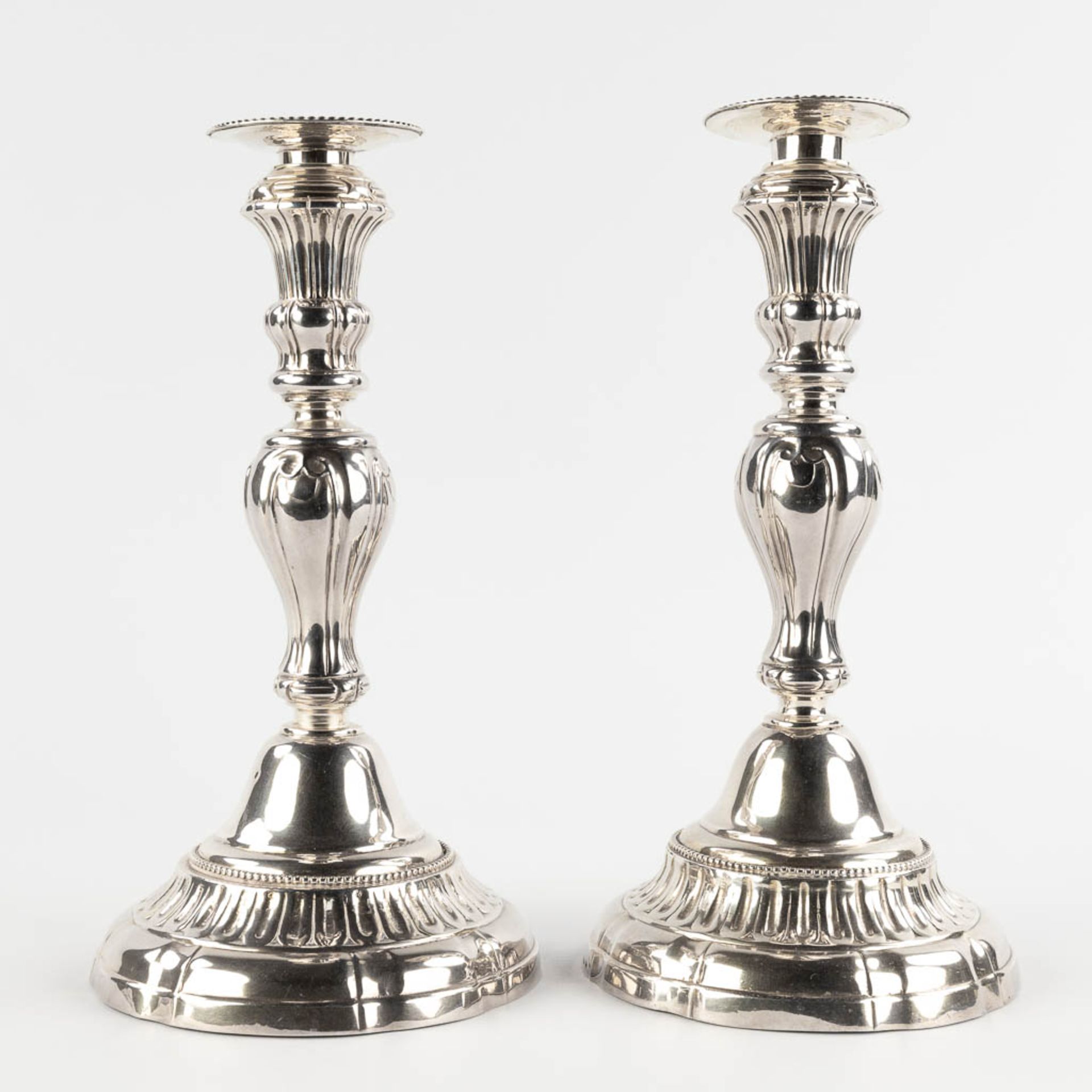 A pair of candlesticks, silver, signed A.De Keghel, Roos. A925. 831g. (H:26 x D:13,5 cm) - Image 5 of 9