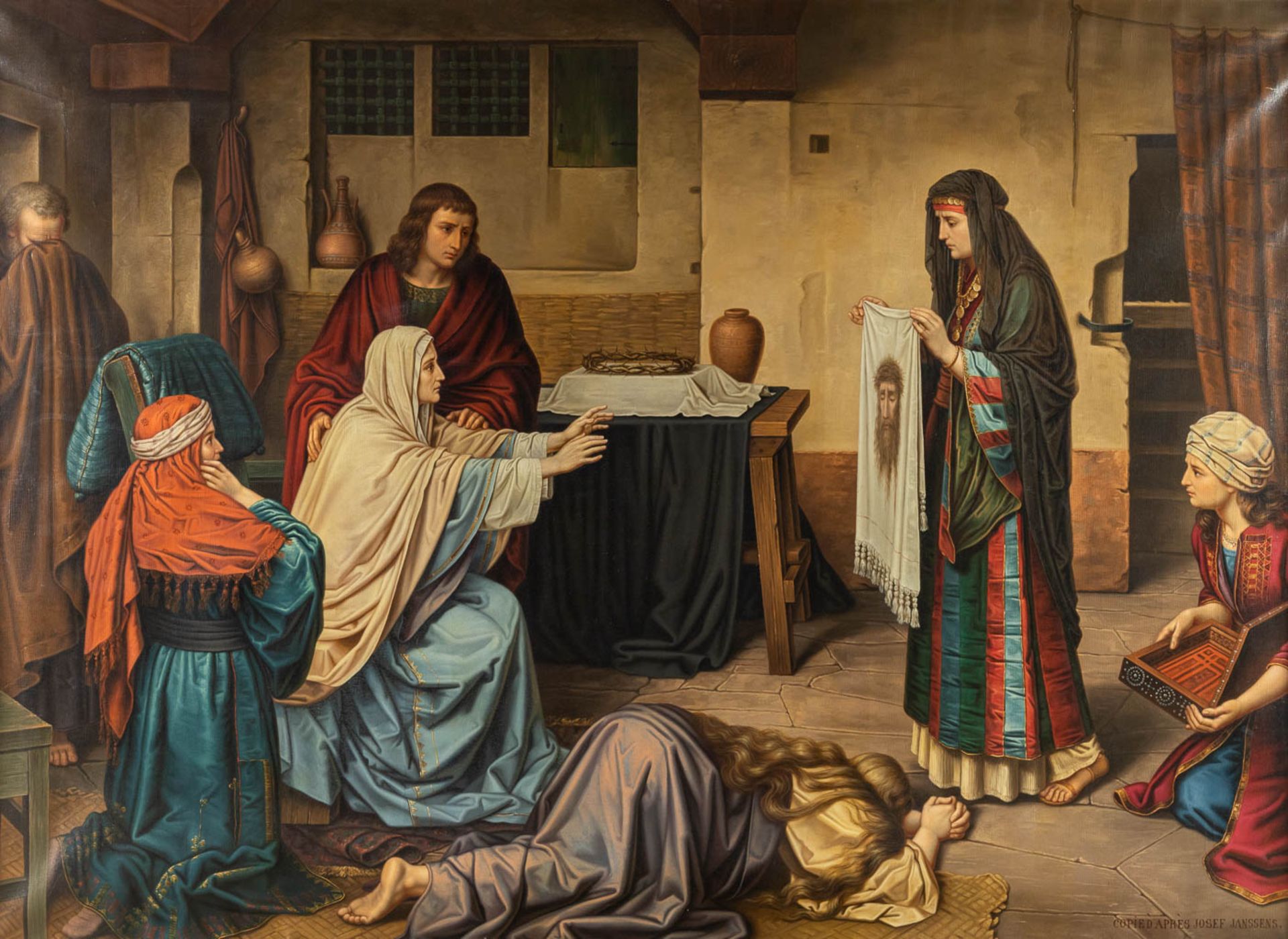 After Jozef JANSSENS (1854-1930) 'Le Samedi Saint', oil on canvas. (W:221 x H:161 cm)