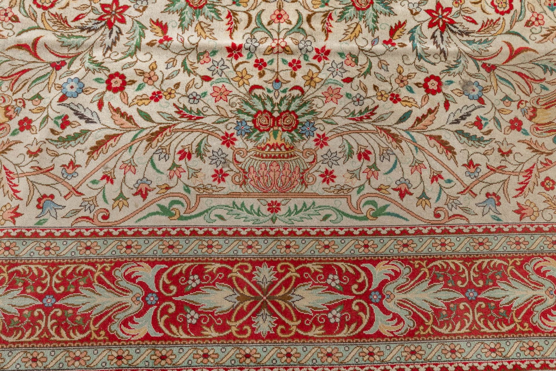 An Oriental hand-made carpet, Tabriz. (D:354 x W:254 cm) - Image 7 of 12
