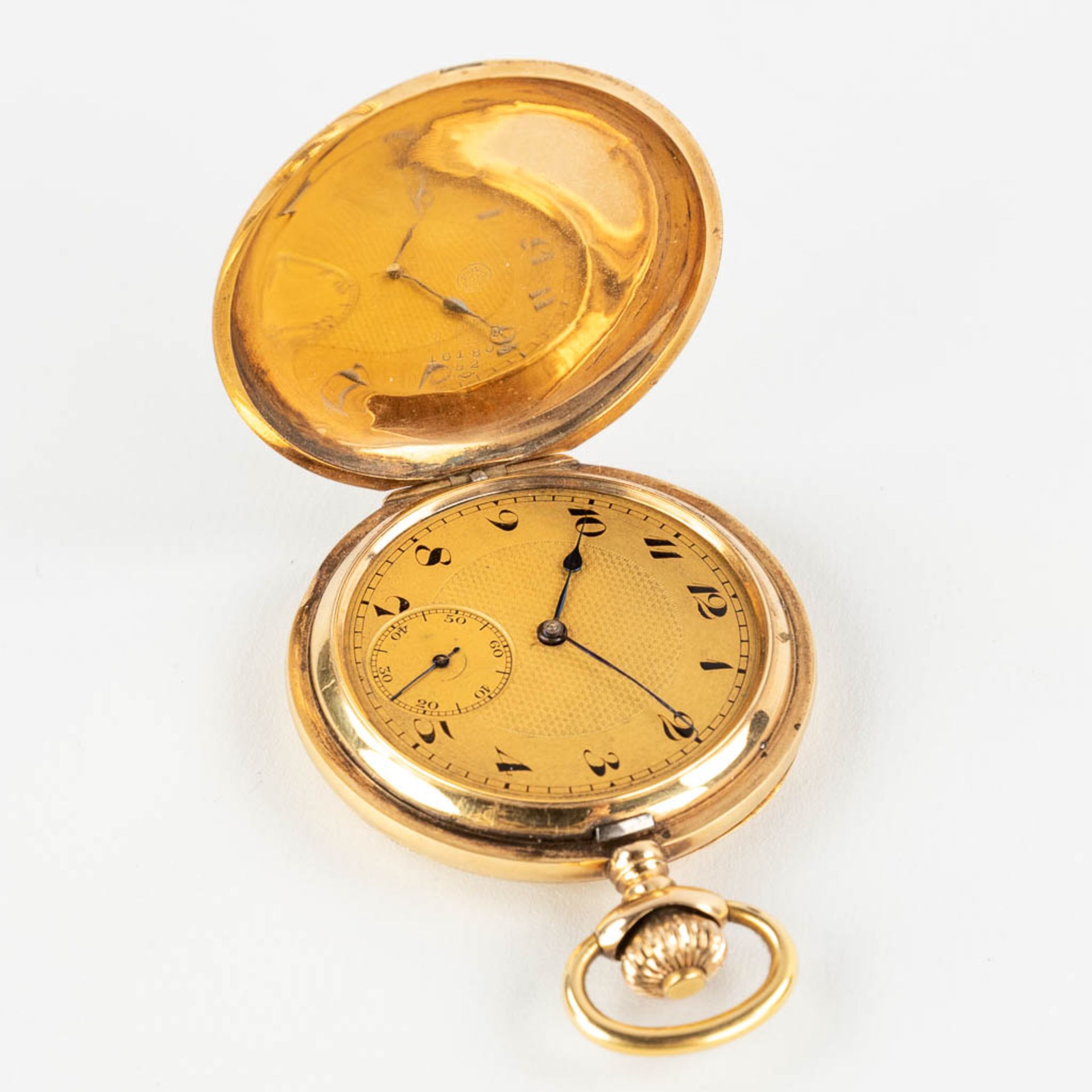 A 14 karat gold pocket watch. 20th C. (W:51 cm) - Image 4 of 13