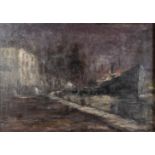 Alphonse MORA (1891-1977) 'The Harbor' oil on canvas. (W:50 x H:35 cm)