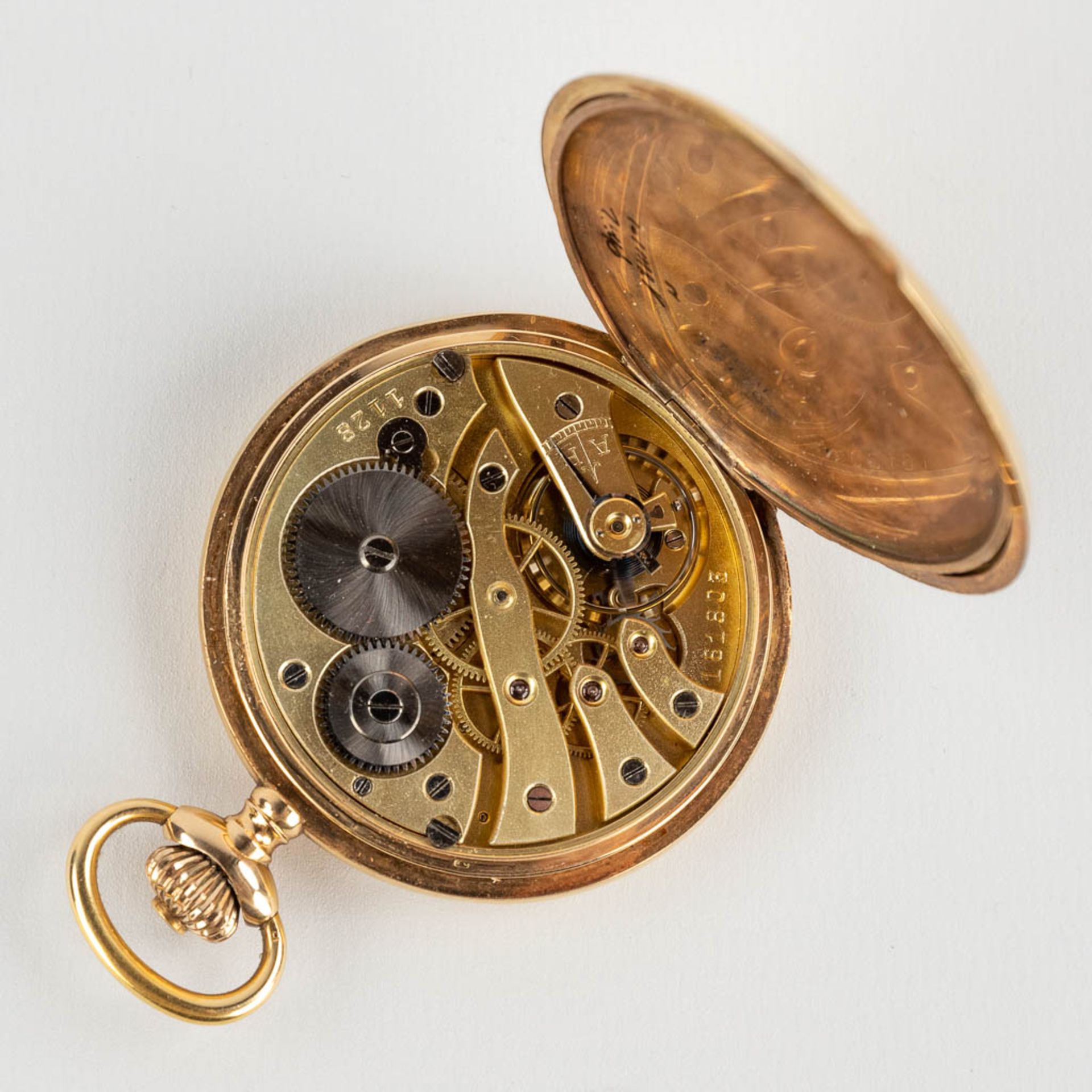 A 14 karat gold pocket watch. 20th C. (W:51 cm) - Image 11 of 13