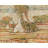 Alfons BLOMME (1889-1979) 'Farm view' olie op doek. (W:50 x H:40 cm)