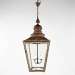 A lantern, copper and glass, W. Parkinson &amp; Co. (D:41 x W:41 x H:90 cm)