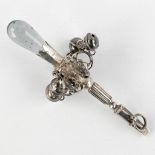 An antique Rattle and Whistle, silver, Lille, France. Circa 1760-1780. (W:13 cm)