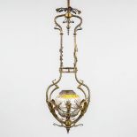 A long chandelier, bronze, art nouveau in the style of Victor Horta. Circa 1900. (D:28 x W:41 x H:16