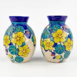 Charles CATTEAU (1880-1966) 'Pair of vases' for Boch Keramis, decor 2763, model 1271 (H:22,5 x D:16,