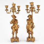 Carlo MAROCHETTI (1805-1867) 'Pair of Candelabra' bronze (D:17 x W:17 x H:45 cm)