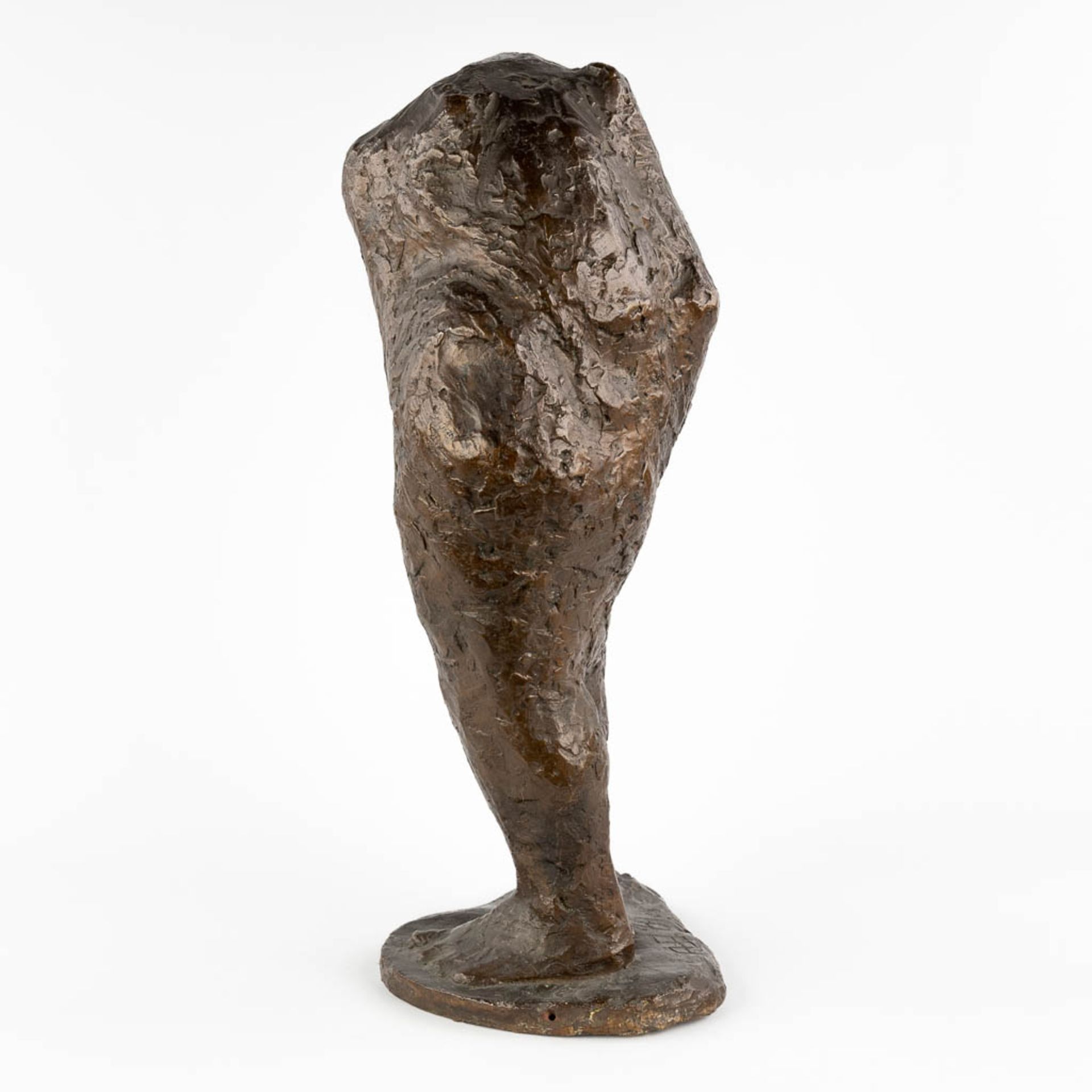 Leaning woman, a figurine, patinated bronze, probably cire perdue. Mongrammed. (H:59 cm) - Image 6 of 13