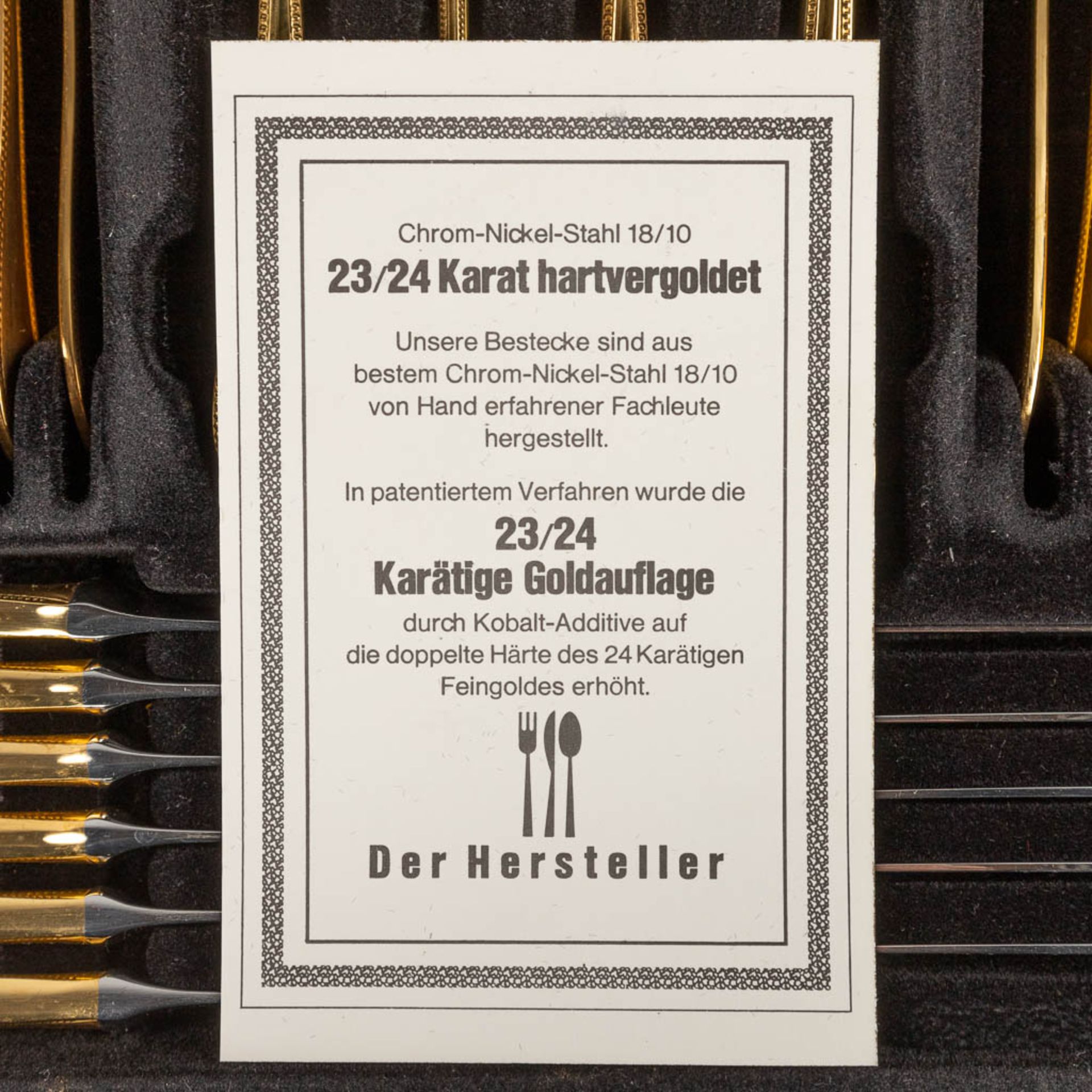 A gold-plated 'Royal Collection Solingen' flatware cutlery set, made in Germany. Model 'Perles' (D:3 - Image 13 of 14