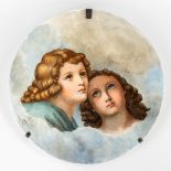 A large plate 'Two Angels' with hand-painted decor, 1882. (D:39,5 cm)