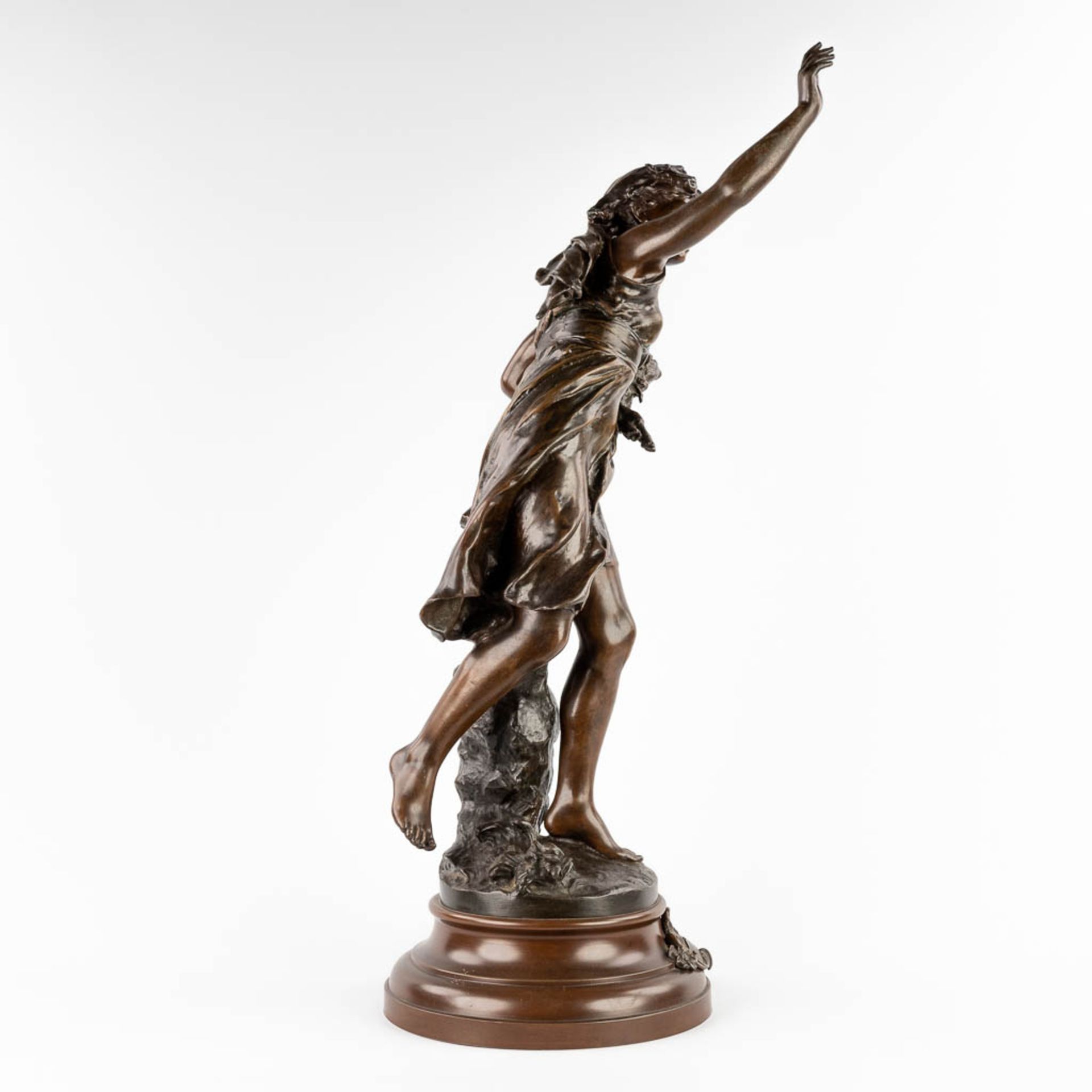 Mathurin MOREAU (1822-1912) 'Le Voila' patinated spelter. (H:89 x D:31 cm) - Image 4 of 12