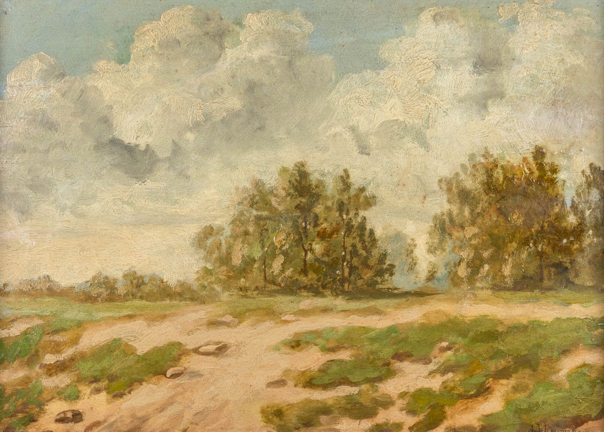 Adrien-Joseph HEYMANS (1839-1921) 'Landscape' oil on panel. (W:46 x H:33 cm)