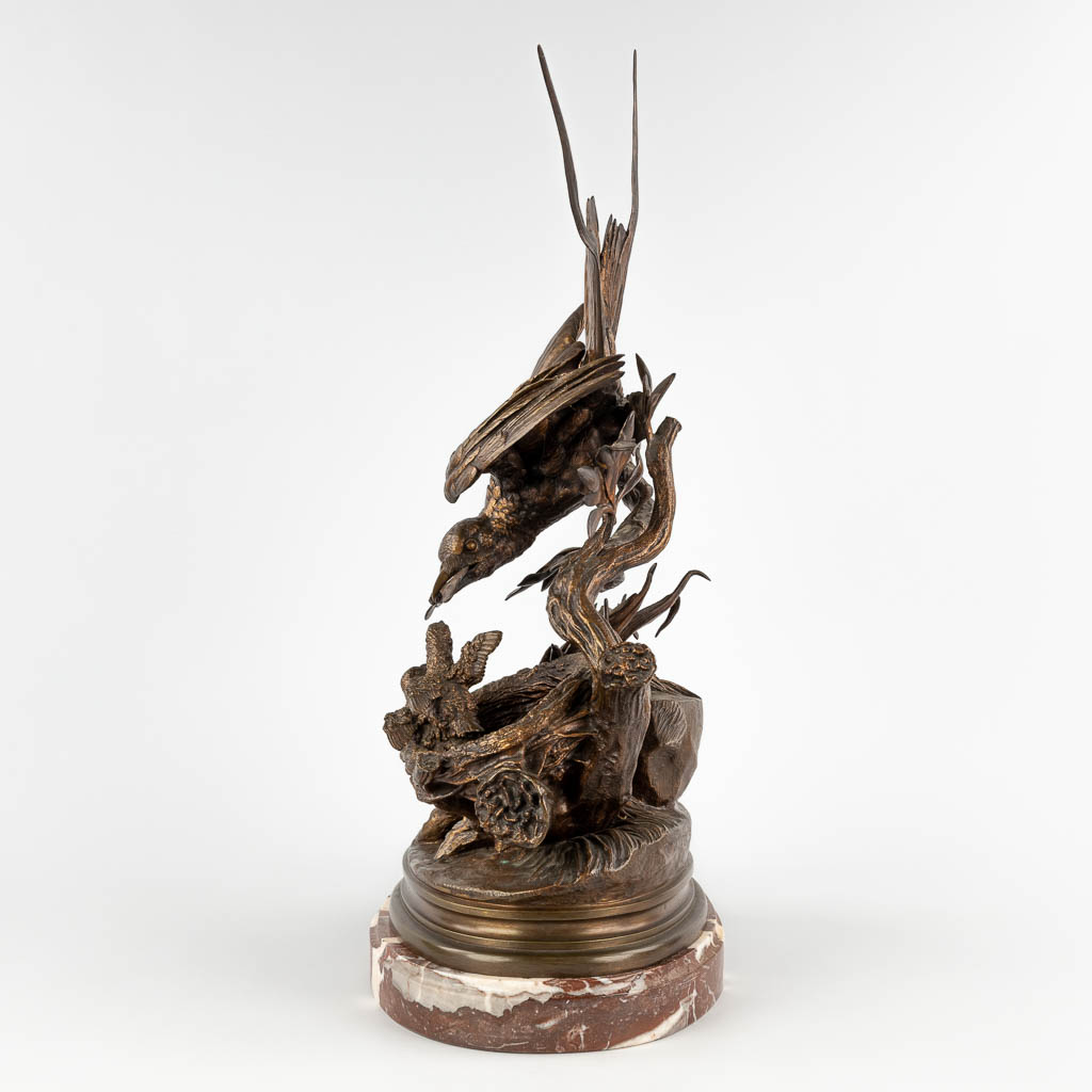 Jules MOIGNIEZ (1835-1894) 'Feeding Time' patinated bronze. (D:22 x W:34 x H:62 cm) - Image 6 of 12