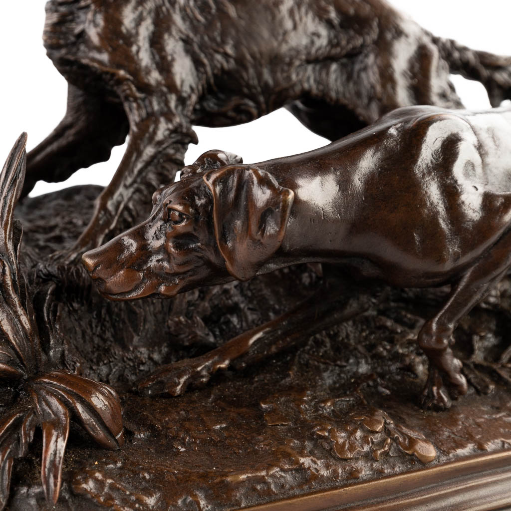 Pierre-Jules MÈNE (1810-1879) 'Hunting Dogs' patinated bronze. (D:20 x W:40 x H:21 cm) - Image 9 of 12