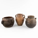 Three antique jugs. (D:22 x W:24 x H:27 cm)