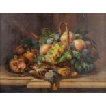 A 'Nature Morte' painting, oil on canvas. Signed 'Guillaume'. 19th C. (W:65 x H:49,5 cm)