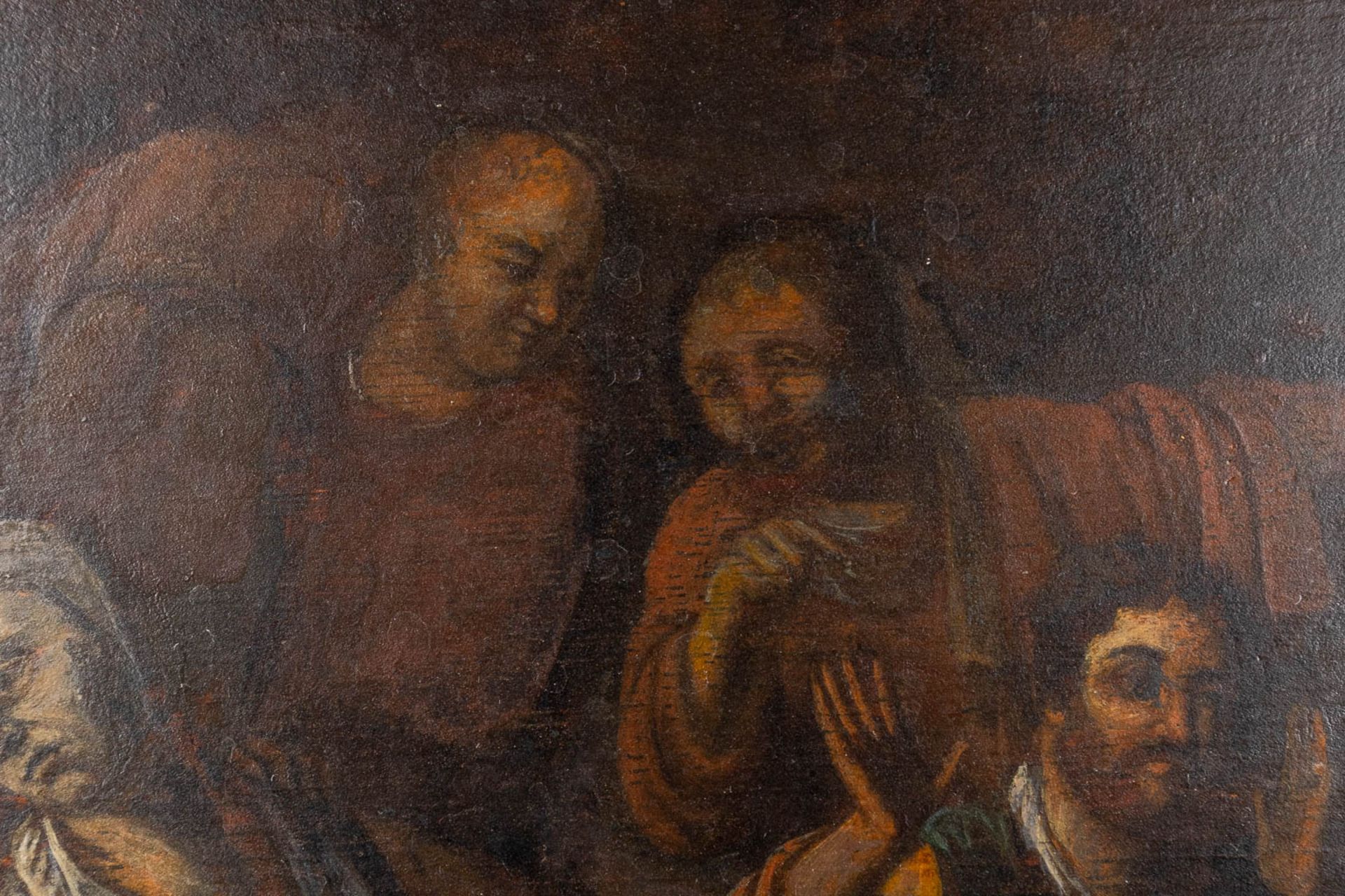 An antique folklore painting, 'Birth of Christ' oil on panel. 17th/18th C. (W:38 x H:26 cm) - Image 5 of 9