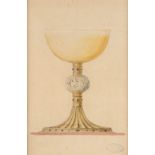 Bourdon-De Bruyne, 'Drawing for a Chalice' watercolour and ink on paper. 19th C. (W:20 x H:30 cm)